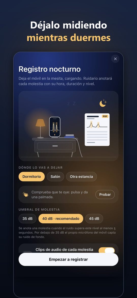 Preparar el registro nocturno